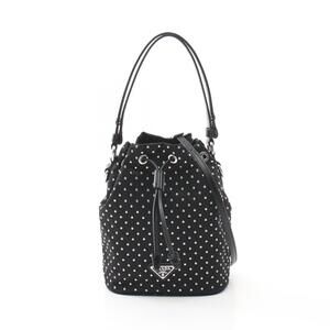 Prada Studded Nylon Handbag Black